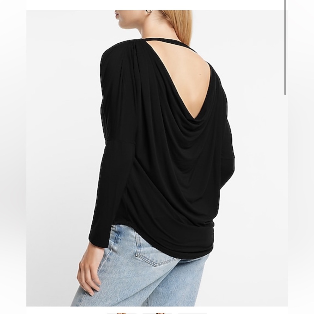 Express Long Sleeve Cowl Draped Back Shirt - Picture 2 of 4